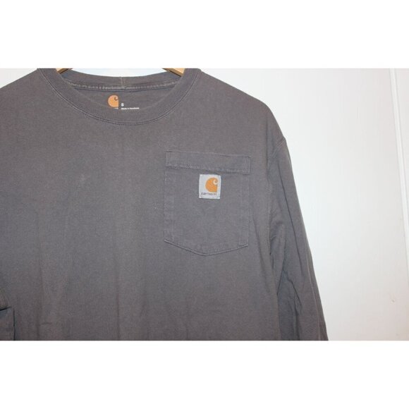 Carhartt Mens Gray Long Sleeve Pocket T-Shirt Size S 100% Cotton Casual Wear - Picture 3 of 9